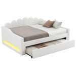 Daybed, Upholstered with LED Belt & Pull-Out, 140x200cm, Beige
