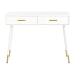 Dressing Table with 2 Drawers, Metal Feet, White