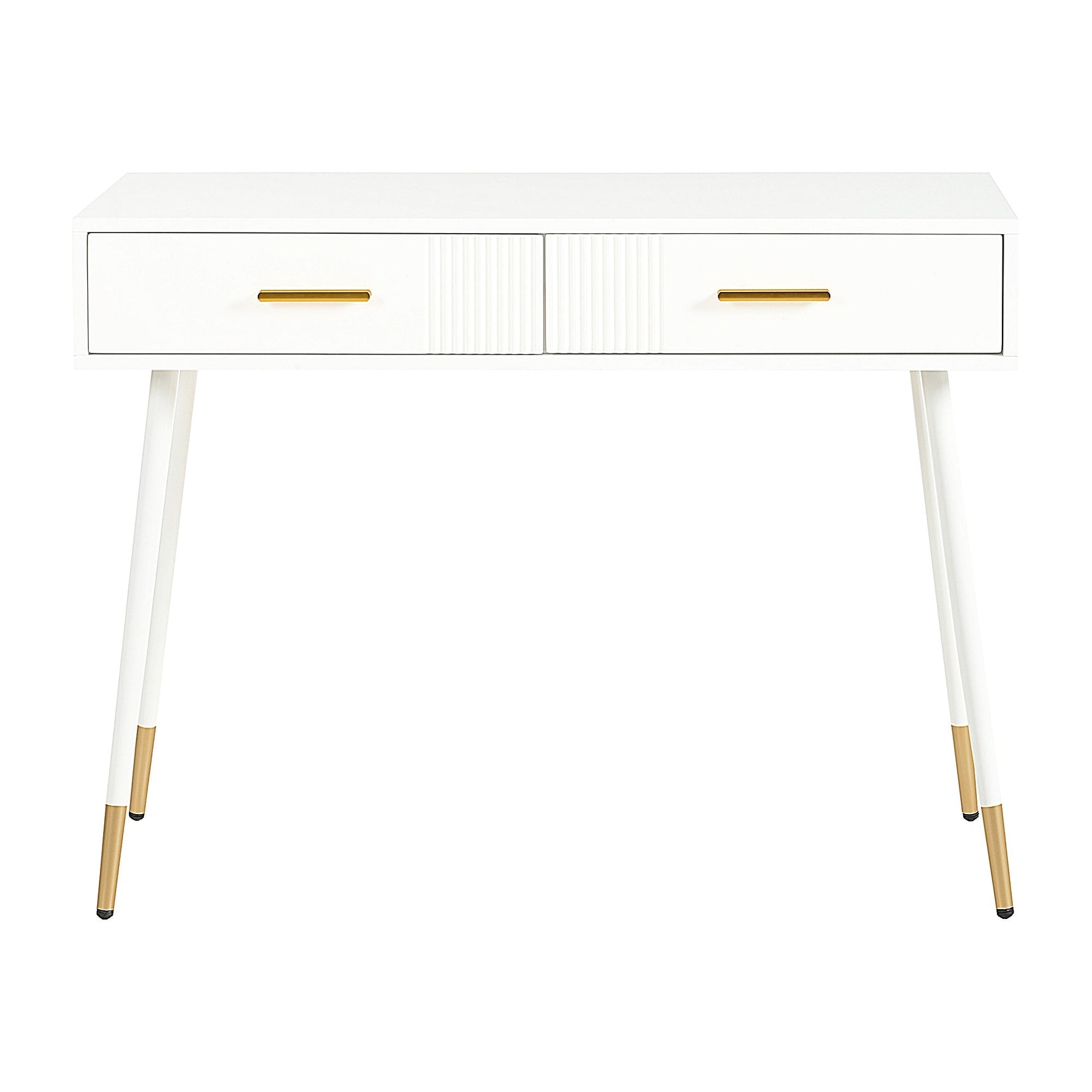 Dressing Table with 2 Drawers, Metal Feet, White