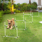 Agility Hurdle Set, 4 Hurdles Slalom Poles, Plastic White