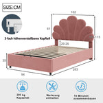 Upholstered Children's Bed 90x200cm Floral Headboard Hydraulic Storage Velvet Pink