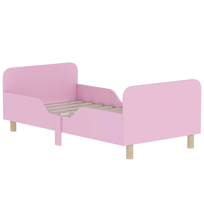 Children's Bed Frame, Single with Safety Rail, MDF Pink