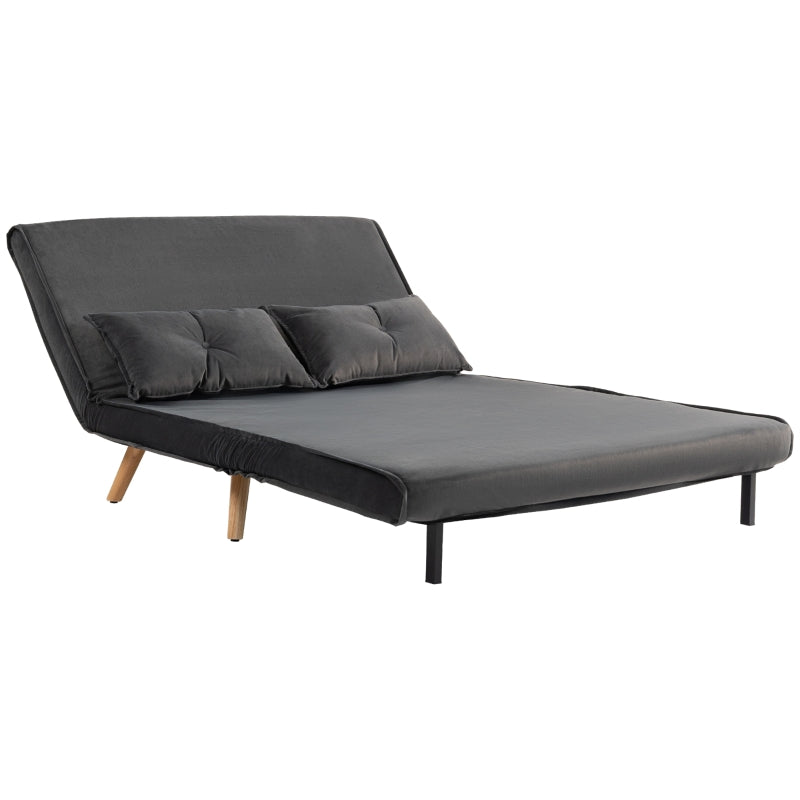2-Seater Sofa Bed, Adjustable Backrest, Fabric Upholstery, Grey