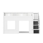 Children's Bunk Bed 90x200cm with Staircase Wardrobe, White