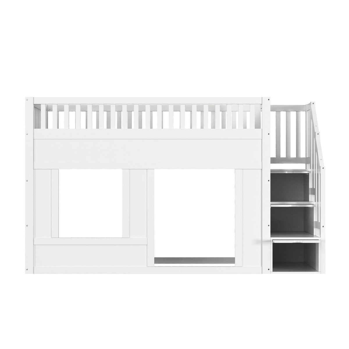 Children's Bunk Bed 90x200cm with Staircase Wardrobe, White