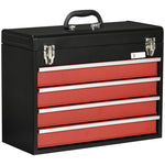 DURHAND tool case 4 drawers lock, steel black and red