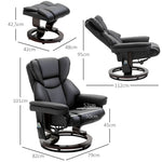 Recliner Chair, Massage Function & Footstool, Faux Leather Black