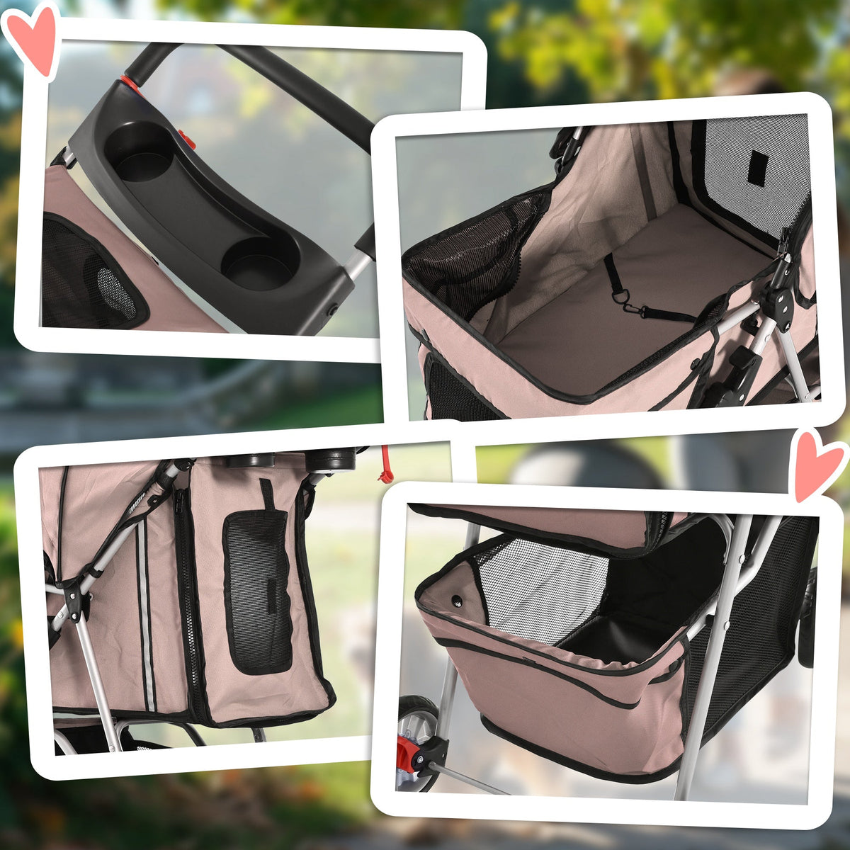 Dog Stroller, Lightweight Foldable Jogger, Coffee Brown