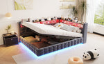 Multifunctional Sofa Bed 140x200 with Storage & LED, Dark Grey Velvet