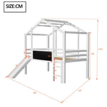 Children's Bed Attic Design, Ladder, Slide, Graffiti Board, Multifunctional Solid Wood, White