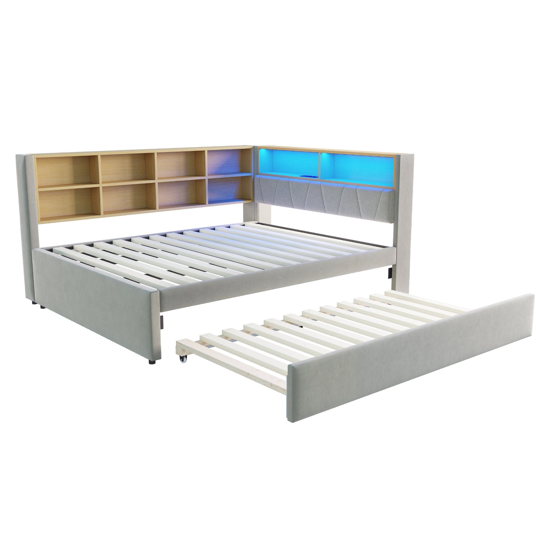 Sofa bed 140*200 Pull-Out 90*190 USB Storage, Light Grey