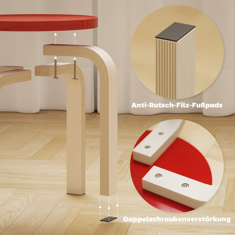 Stacking Stools, 4-pack with Felt Foot Pads, Birch Plywood