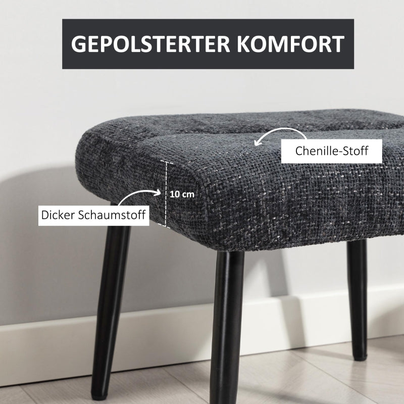 Ottoman Soft Cushion Steel Legs Chenille - Dark Grey