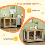Dog Kennel, Table Top, Double Doors, Cushions, Oak