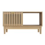 Mid-Century Modern Coffee Table with Drawer and Open Shelves, 80cm, Oak Color