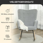 Rocking Chair, Armrests Wooden Base, Light Gray