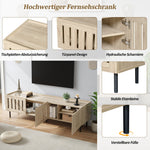 Minimalist Lowboard TV Stand 160cm Openwork Design for 65-inch TV - Natural Wood