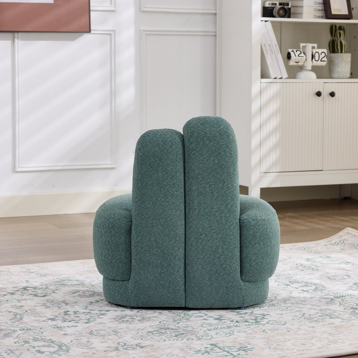 Bunny-Ear Ottoman Fixed Padded No Storage - Fabric
