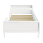 Wooden Bed, 90x200cm Multifunctional with USB & LED, Pinewood White