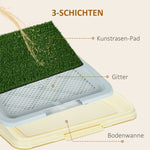 Dog Toilet, 2 Layers Artificial Grass, Reusable, Green + White