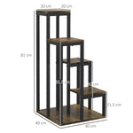 Plant Stand, 4-Level Multifunctional Shelf, Brown