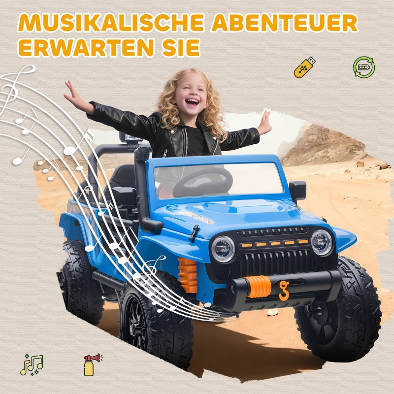 Electric Ride-on Car with Parent-Child Seat and 12V Battery, Blue