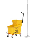 Cleaning Cart - 36 Liter, Mop & Handle - Yellow