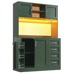 Sideboard with LED Lighting and Drink Holders, Green and White