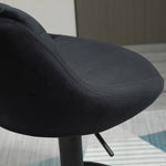 Bar Stool Set of 2, Height Adjustable with Footrest and Backrest, Velvet and Metal, Black