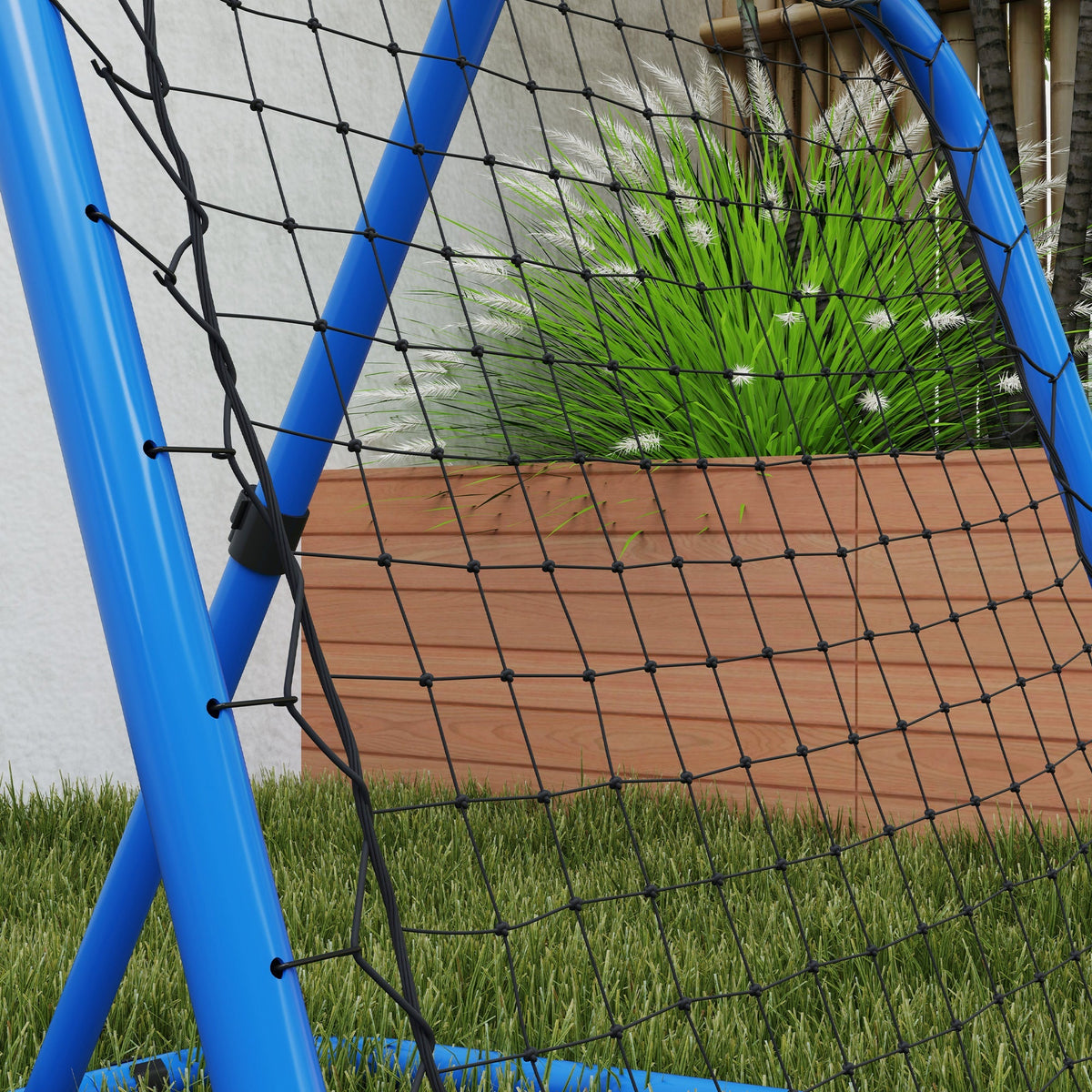 Football Rebounder, Foldable Adjustable Goal Kicker, Metal Blue