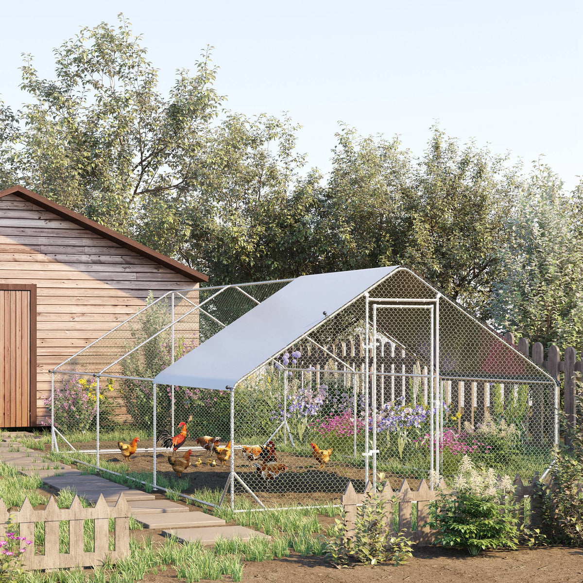 Chicken Coop, 3x6x2m XXL Outdoor, Steel