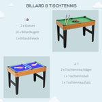 4-in-1 Multigame Table, Table Tennis Foosball Billiards Hockey, Natural Wood + Black