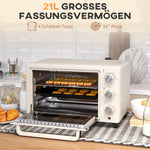 Mini Oven Rotisserie Toaster 21L, 3 Modes, Stainless Steel, Cream White