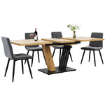 5-Piece Dining Set with Extendable Table and 4 Chairs, Grey Velvet