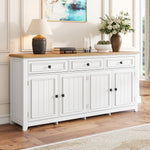 Sideboard Cabinet Buffet Storage Set, 160L x 35W x 76H cm, Modern and Simple White MDF