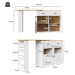 Extendable Bar Table 360° Rotating Storage Shelves - White