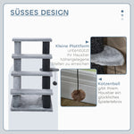 Cat Stairs, 64cm 4 Steps with Play Ball, Jute and Plush, Grey