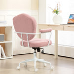 Office Chair, Ergonomic Desk with Rocking and Swivel, Pink Teddy Fleece