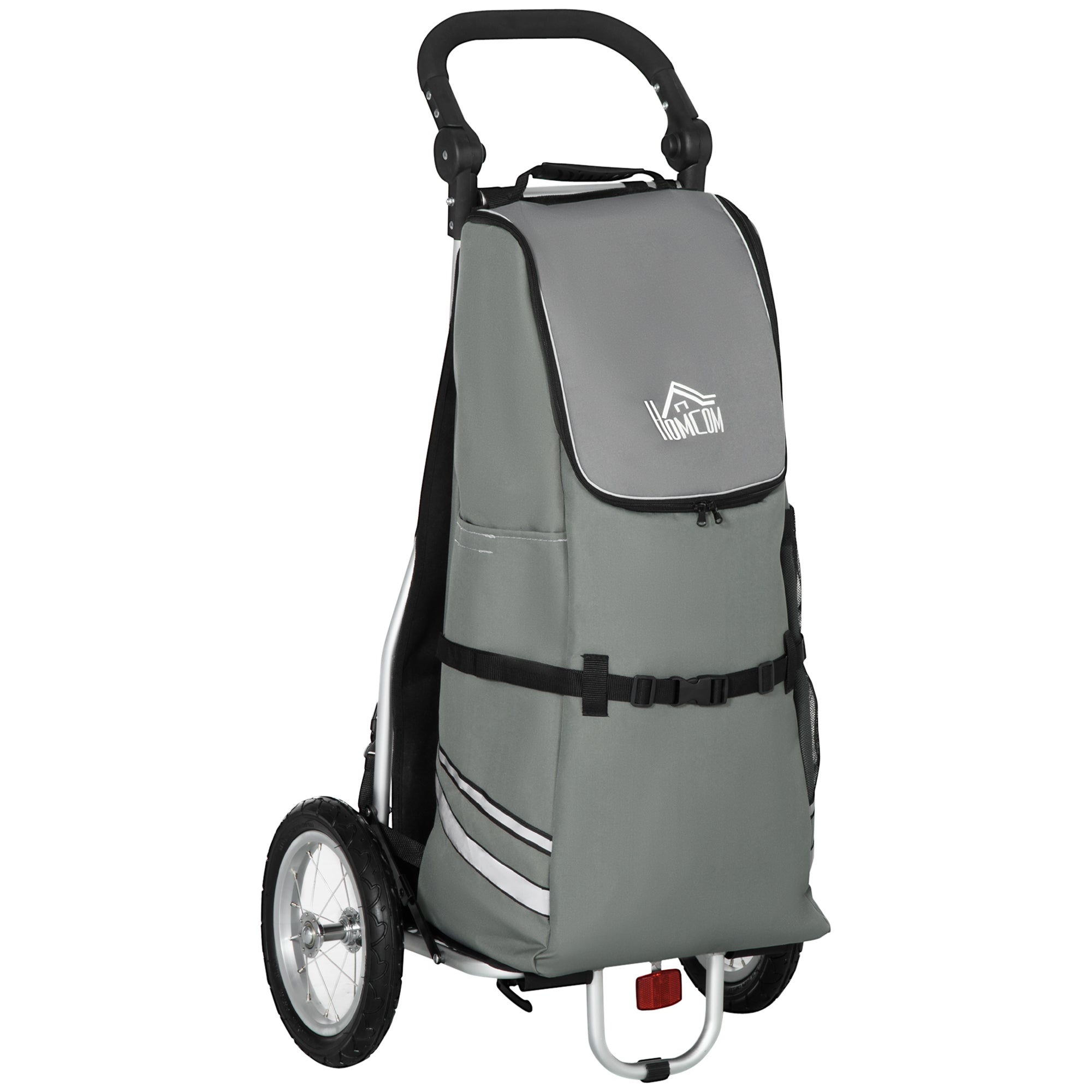 Cargo Trailer & Shopping Trolley 2-in-1, 24.3 kg, 55 L, Aluminium + Oxford, Grey + Silver