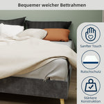 Modern Minimalist Bed Frame - 160x200 cm, Low-Profile, Grey Dutch Velvet