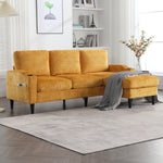Sofa, 4-Seater with Footstool, Storage & Cupholder, Velvet