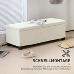 Bench with storage, upholstered corduroy, steel legs, beige