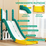 9-in-1 Toddler Slide and Swing Set with Basketball Hoop, Telescope and Drawing Board, Yellow and Green