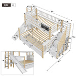 House Bunk Bed, Multifunctional Storage Slide Chalkboard 140x200cm & 90x200cm, White