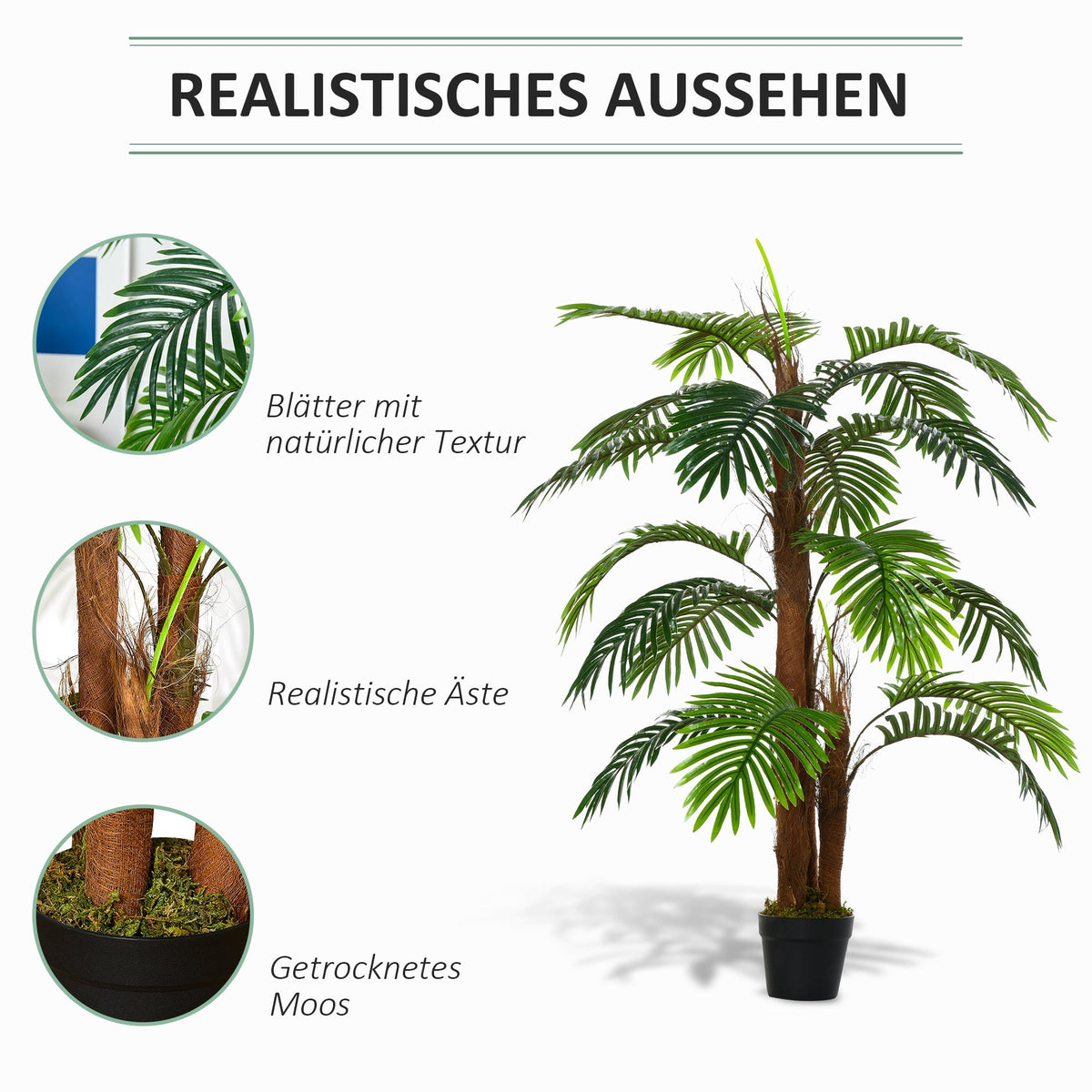 Artificial Palm 120cm, lifelike, plastic pot