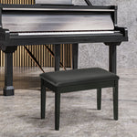 Piano Bench Height-Adjustable Storage 75x35x49cm Black Leather
