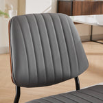 Dining Chairs Set of 2 Mid Century Modern Walnut Bentwood Back - Gray PU Leather