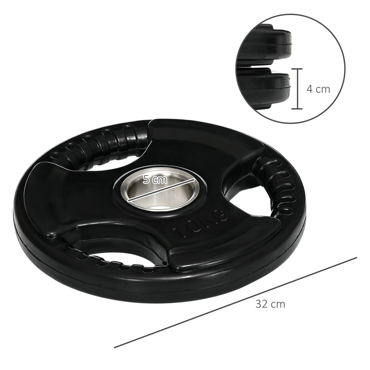 Weight Plates Tri-Grip 2x10KG Olympic, Rubberized