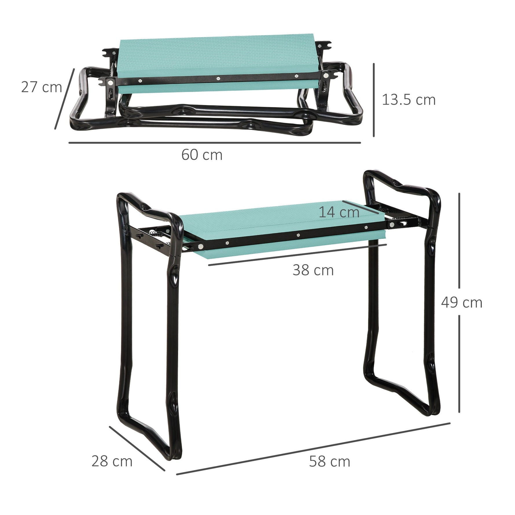 Gardening Kneeler, Foldable Stool, Kneeling Aid 150 kg, EVA Foam Steel, Dark Green