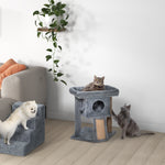 Cat Tree Multi-Level with Cave, Lounge Platform, Play Ball, Light Grey
